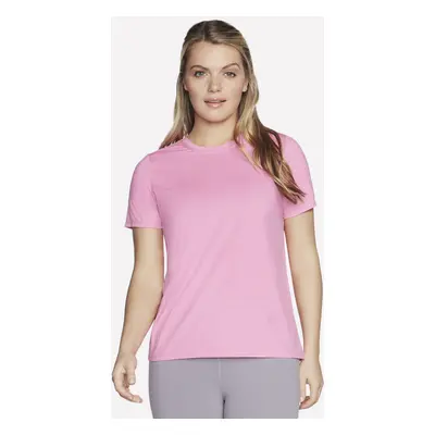 Skechers Women's GO DRI SWIFT T-Shirt in Hot Pink/White, Size Large | Polyester/Spandex