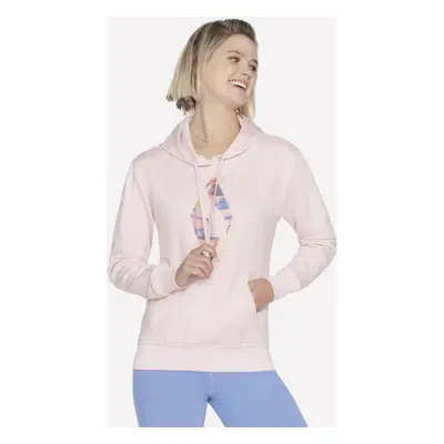 Skechers Women's SKECH-SWEATS Watercolor Diamond Pullover Hoodie in Pink/Gray, Size | Cotton/Pol