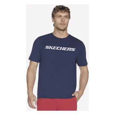 Skechers Men's Strikethrough T-Shirt in Navy Blue, Size | Cotton/Polyester