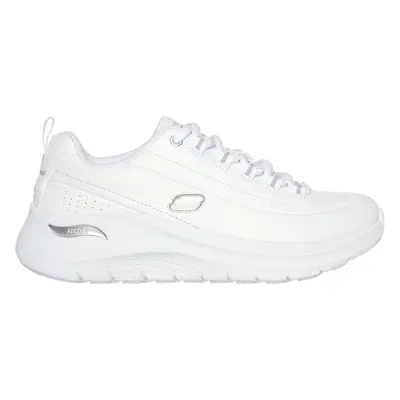 Skechers Women's Arch Fit 2.0 - Star Bound Sneaker in White/Silver, Size Wide | Leather/Syntheti