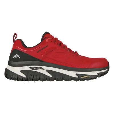 Skechers Men's Relaxed Fit: Arch Fit Road Walker - Recon Sneaker in Red/Black, Size | Leather/Sy