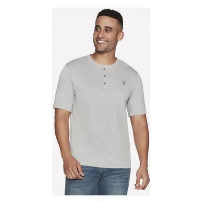 Skechers Men's GOKNIT Pique Short Sleeve Henley Top in Light Gray, Size | Cotton/Polyester