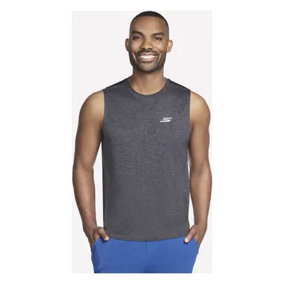 Skechers Men's GO DRI Charge Muscle Tank Top in Black/Charcoal, Size Large | Polyester