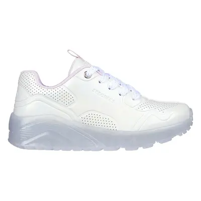 Skechers Girls Uno Ice - Prism Luxe Sneaker in White/Silver, Size | Synthetic