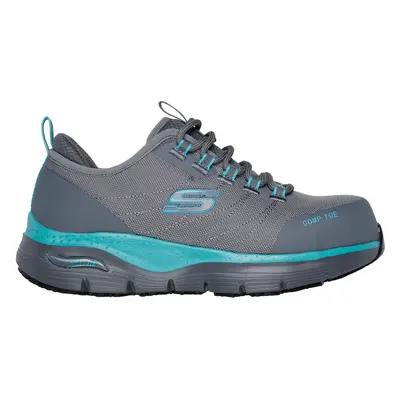 Skechers Women's Work Slip-Resistant: Arch Fit - Ebinal Sneaker in Gray/Aqua, Size | Textile/Syn