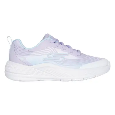 Skechers Girls Microspec Advance Sneaker in White/Lavender/Mint, Size | Textile/Synthetic, Machi