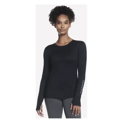 Skechers Women's GO DRI SWIFT Long Sleeve Crew Top in Black, Size Small | Polyester/Spandex