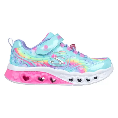 Skechers Girls Flutter Heart Lights - Groovy Swirl Sneaker in Turquoise/Hot Pink, Size | Textile