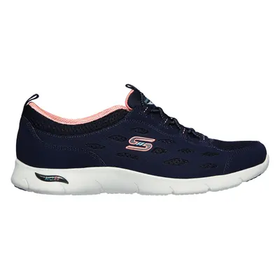 Skechers Women's Arch Fit Refine Sneaker in Navy Blue/Coral, Size | Synthetic/Textile, Machine W