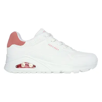 Skechers Women's Uno - Pop Back Sneaker in White/Coral, Size | Synthetic/Leather/Textile