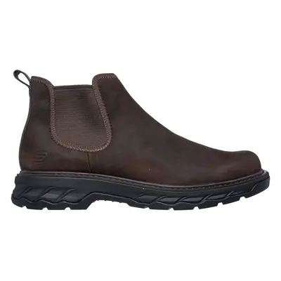 Skechers Men's Relaxed Fit: Lockett - Heath Boots in Dark Brown, Size | Leather/Textile/Syntheti