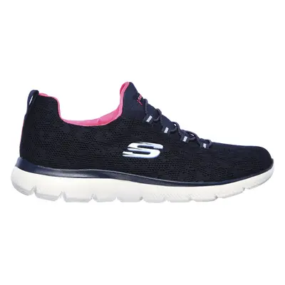 Skechers Women's Summits - Leopard Spot Sneaker in Navy Blue/Hot Pink, Size | Textile/Synthetic,