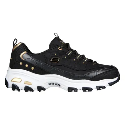 Skechers Women's D'Lites Sneaker in Black/Gold, Size | Synthetic/Textile