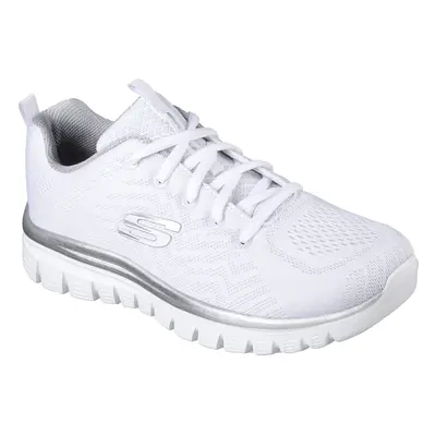 Skechers Women's Graceful - Get Connected Sneaker in White/Silver, Size | Textile/Synthetic, Veg