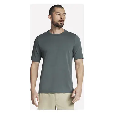 Skechers Men's GO DRI Pima Crew Top in Green/Black, Size Large | Pima Cotton/Lyocell/Spandex