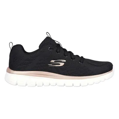 Skechers Women's Graceful - Get Connected Sneaker in Black/Gold, Size | Textile/Synthetic, Vegan