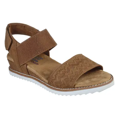 Skechers Women's BOBS Desert Kiss Sandals in Chestnut, Size Wide | Textile