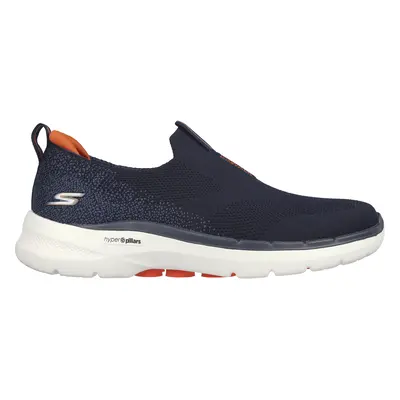 Skechers Men's GoWalk Slip-On Shoes in Navy Blue/Orange, Size | Textile