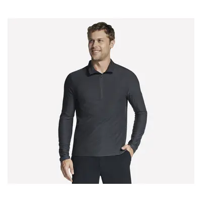 Skechers Men's GO DRI All Day 1/4 Zip Top in Black/Charcoal, Size | Polyester