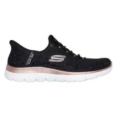 Skechers Women's Slip-ins: Summits - Brilliant Shine Sneaker in Black/Rose Gold, Size | Textile/