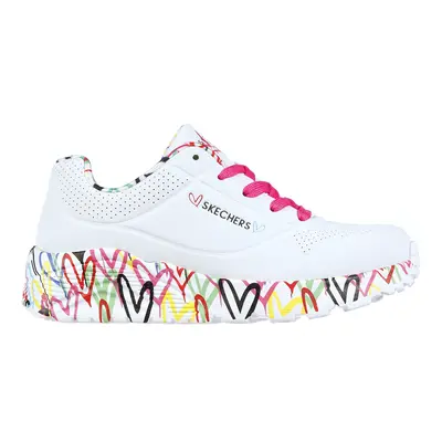 Skechers Girls x JGoldcrown: Uno Lite - Lovely Luv Sneaker in White, Size | Synthetic, Machine W