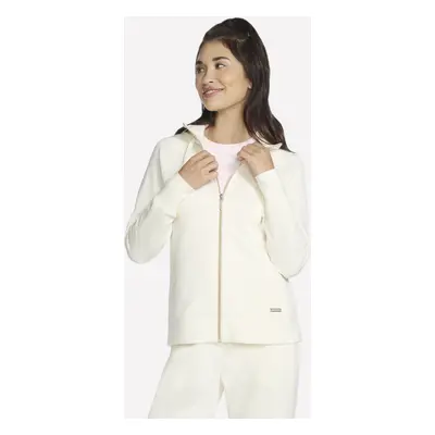 Skechers Women's Skechluxe Elevate Full Zip Jacket in Off White, Size | Rayon/Polyester/Spandex