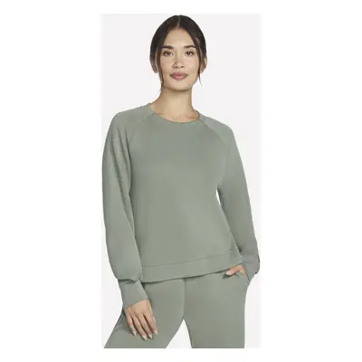 Skechers Women's Skechluxe Elevate Crewneck Top in Taupe/Olive, Size | Rayon/Polyester/Spandex