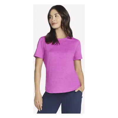 Skechers Women's GO DRI SWIFT T-Shirt in Neon Pink/Lavender, Size Large | Polyester/Spandex