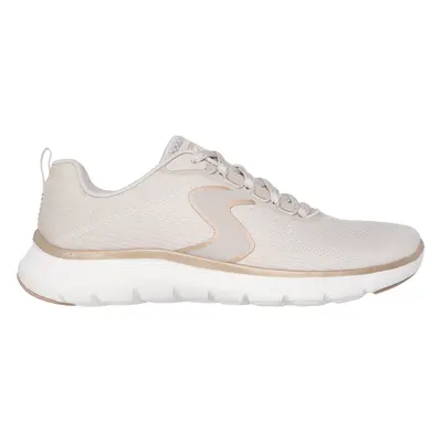 Skechers Women's Flex Appeal 5.0 - Luxe Glow Sneaker in Natural/Gold, Size | Textile/Synthetic, 