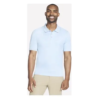 Skechers Men's Off Duty Polo T-Shirt in Natural/Light Blue, Size Medium | Organic Cotton/Polyest