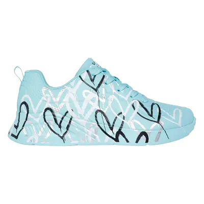 Skechers Women's JGoldcrown: Uno Lite - Heart of Hearts Sneaker in Turquoise, Size | Synthetic/T