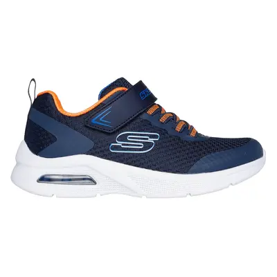 Skechers Boy's Microspec Max Sneaker in Navy Blue/Orange, Size | Textile/Synthetic