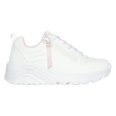 Skechers Girls Uno Lite - Easy Zip Sneaker in White, Size | Synthetic, Machine Washable