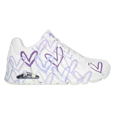 Skechers Women's x JGoldcrown: Uno - Spread the Love Sneaker in White/Light Purple, Size | Texti