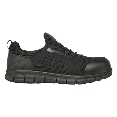 Skechers Men's Work: Synergy - Omat Alloy Toe Sneaker in Black, Size | Textile/Synthetic/Leather