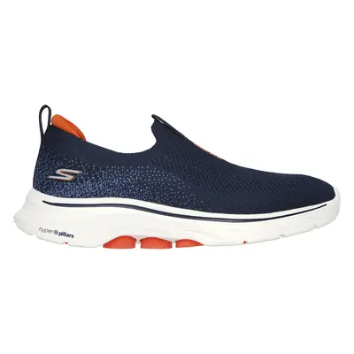 Skechers Men's GO WALK Sneaker in Navy Blue/Orange, Size | Textile/Synthetic, Machine Washable