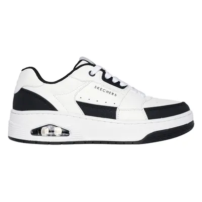 Skechers Women's Uno Court - Courted Style Sneaker in White/Black, Size | Leather/Synthetic/Text