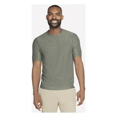 Skechers Men's GO DRI All Day T-Shirt in Green/Black, Size Small | Polyester