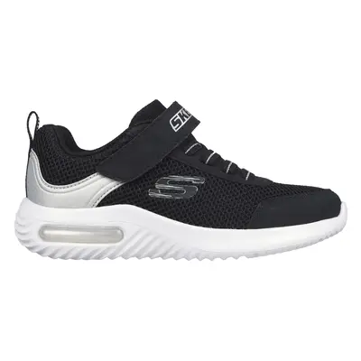 Skechers Boy's Bounder-Tech Sneaker in Black/Silver, Size | Synthetic/Textile, Machine Washable