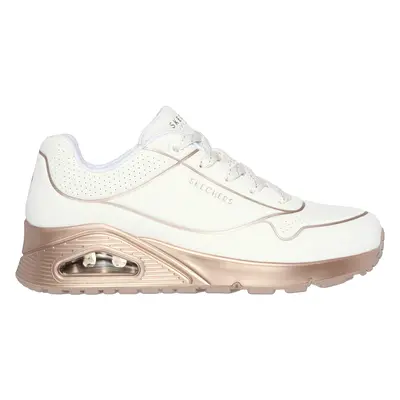 Skechers Women's Uno - Cool Heels Sneaker in White/Rose Gold, Size | Synthetic/Textile