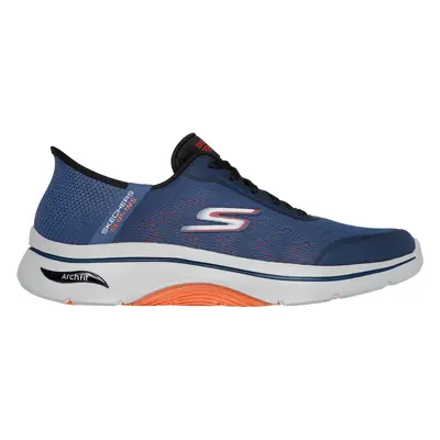 Skechers Men's Slip-ins: GO WALK Arch Fit 2.0 - Simplicity 2.5 Sneaker in Navy Blue/Orange, Size