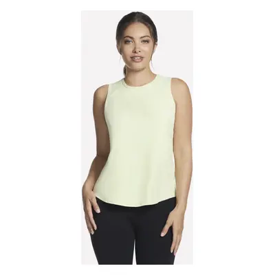 Skechers Women's Stride Performance Tank Top in Light Gray/Lime, Size Large | Recycled Nylon/Spa