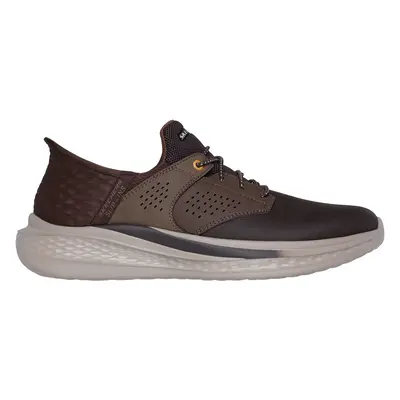 Skechers Men's Slip-ins RF: Slade - Macklin Sneaker in Chocolate, Size | Leather/Textile/Synthet