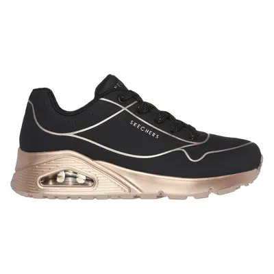 Skechers Women's Uno - Cool Heels Sneaker in Black/Rose Gold, Size | Synthetic/Textile