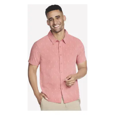 Skechers Men's The GO WALK Air Printed Short Sleeve Shirt in Brick, Size | Polyester/Spandex