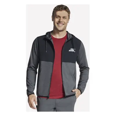 Skechers Men's SKECH-KNITS Ultra Go Weekend Full Zip Hoodie in Black/Charcoal, Size Large | Poly