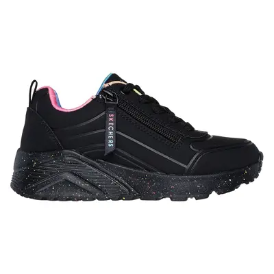 Skechers Girls Uno Lite - Vivid Splash Sneaker in Black, Size | Synthetic, Machine Washable