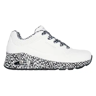 Skechers Women's Jen Stark: Uno - Mini Drip Sneaker in White/Black, Size | Synthetic/Textile