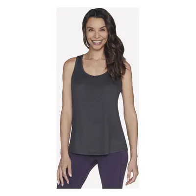 Skechers Women's GO DRI SWIFT Tank Top in Black/Charcoal, Size Small | Polyester/Spandex