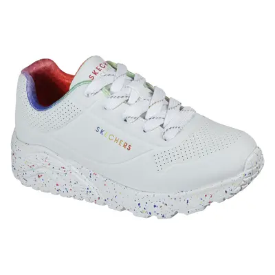 Skechers Girls Uno Lite - Rainbow Speckle Sneaker in White, Size | Synthetic